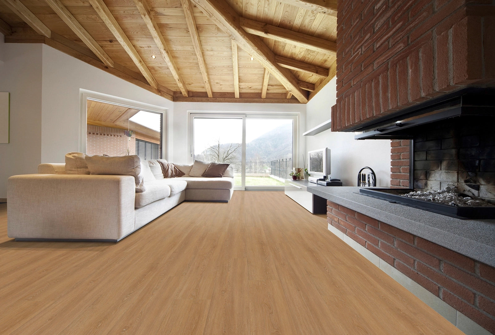 Vinylboden IPC Jade Design 702 – Klebevinyl mit Holzoptik, beige braun, dekorative Oberfläche, langlebiges Bodenbelagmaterial