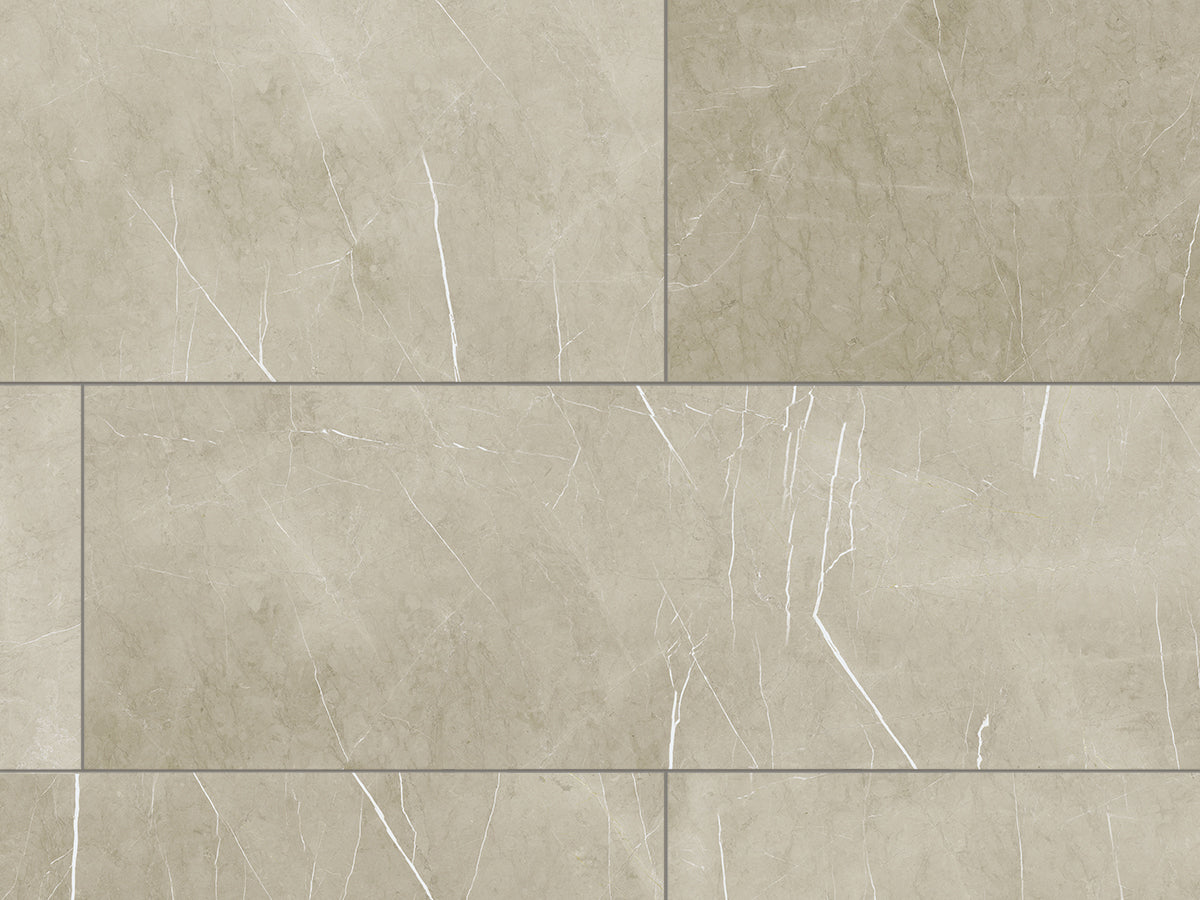 Ceramin Vinylboden Fliese in Sandbeige, PVC-frei, Designfliese, quadratisch, langlebig, vielseitig, strapazierfähig, modernes Muster