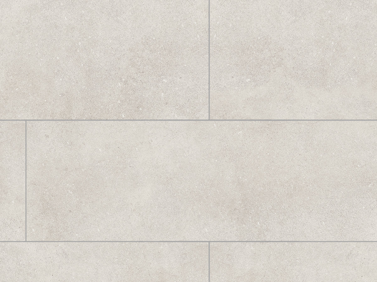 Vinylboden Ceramin Tiles Donna Oryx Weiß 57609, PVC-freie Designfliese mit weißem Muster, strapazierfähig und stilvoll
