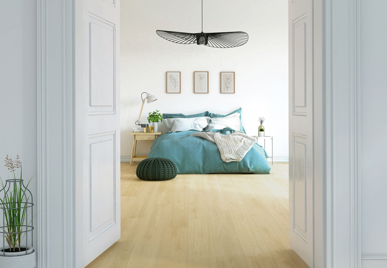 Vinylboden Ceramin Nuva Essential Cotton Oak Beige, Klebe-Designboden, naturbelassene Holzoptik, 1290x210mm