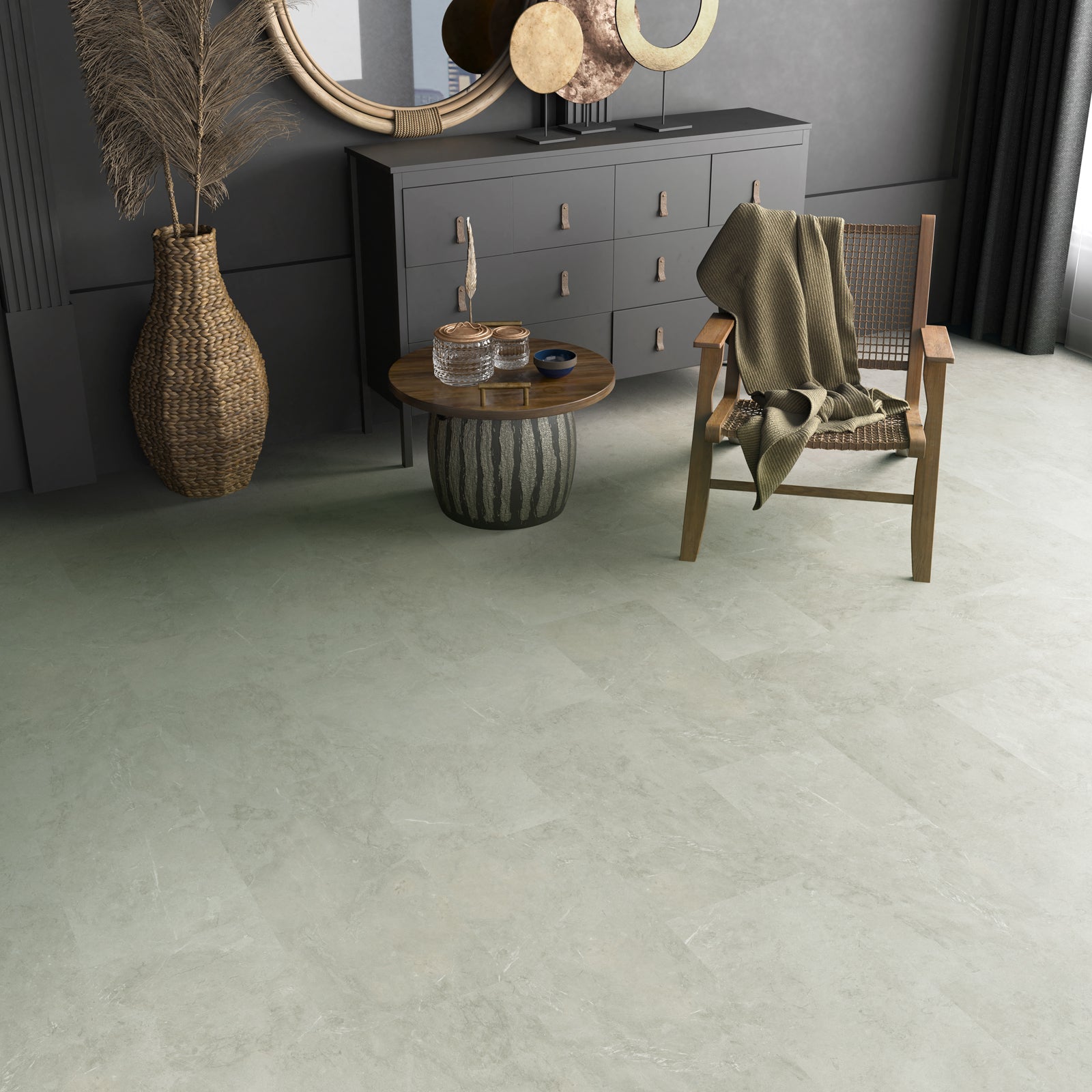 Vinylboden Ceramin Nuva Rock Carrara Grey mit 78x39,8 cm, klebe-Design, flache Oberfläche, graues Marmor-Design
