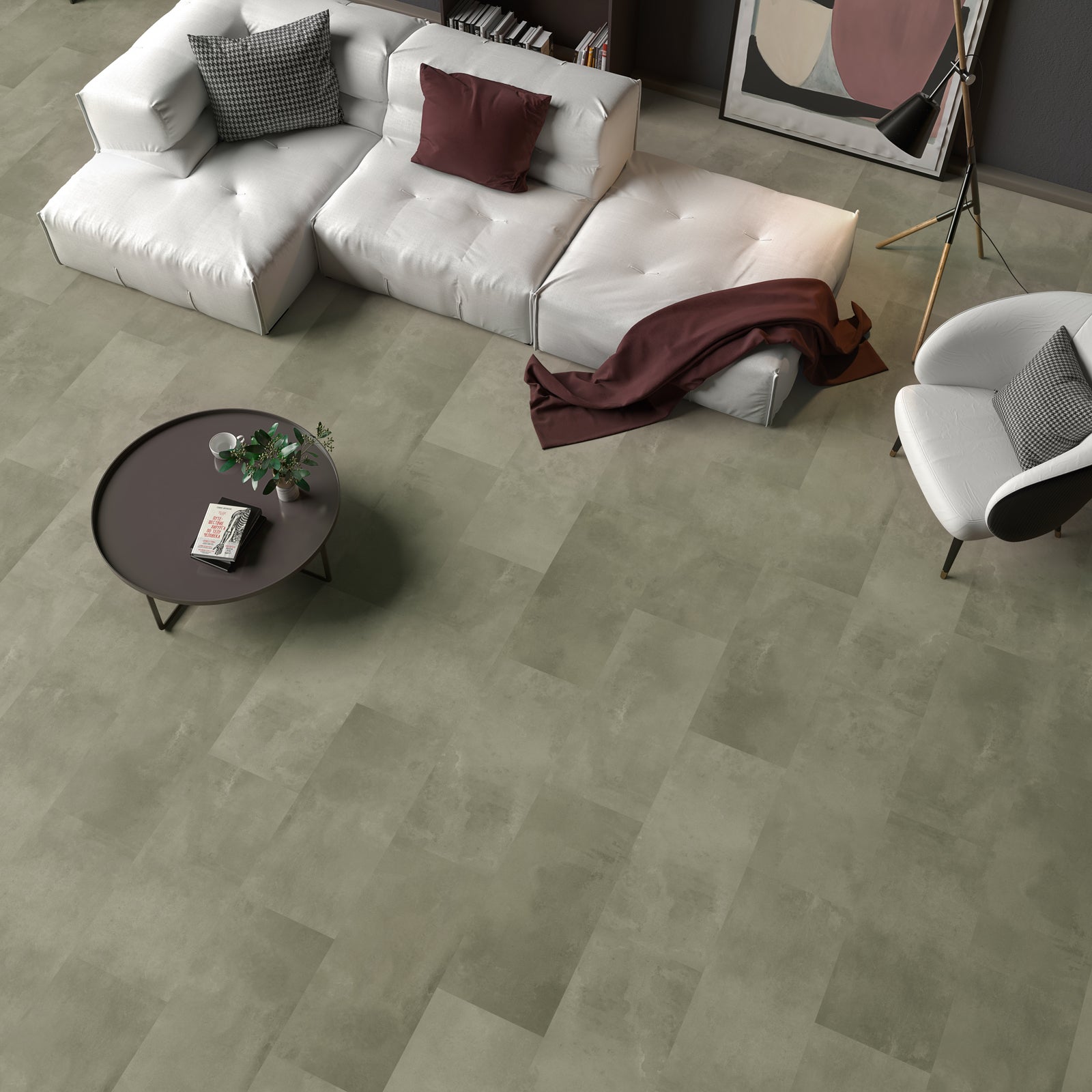 Ceramin Nuva Rock Screed Brown Vinylboden, Klebe-Designboden, braun, 780x398mm, strapazierfähig und stilvoll