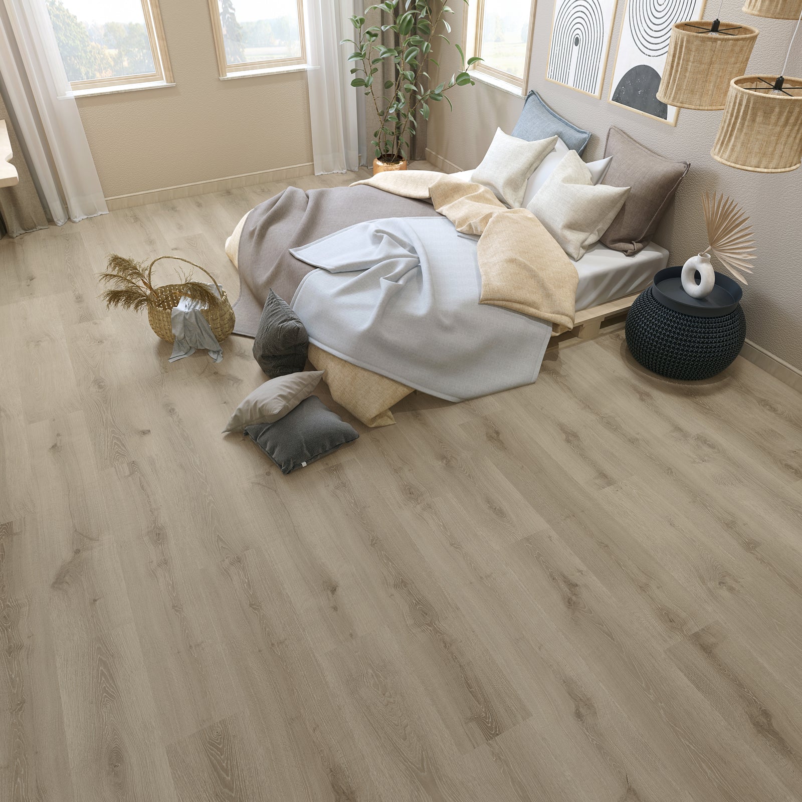 Ceramin Nuva Essential Vinylboden in Beige Oak, Klebe-Design, mit natürlicher Holzmaserung und 1290x210mm, langlebig und stilvoll