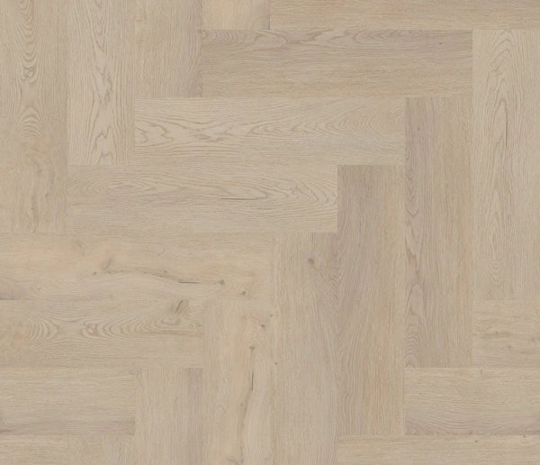 COREtec Naturals Vinylboden im Fischgrätmuster Flora, hochwertige Vinylbodenfliese in natürlichem Design, detailreiche Oberfläche.