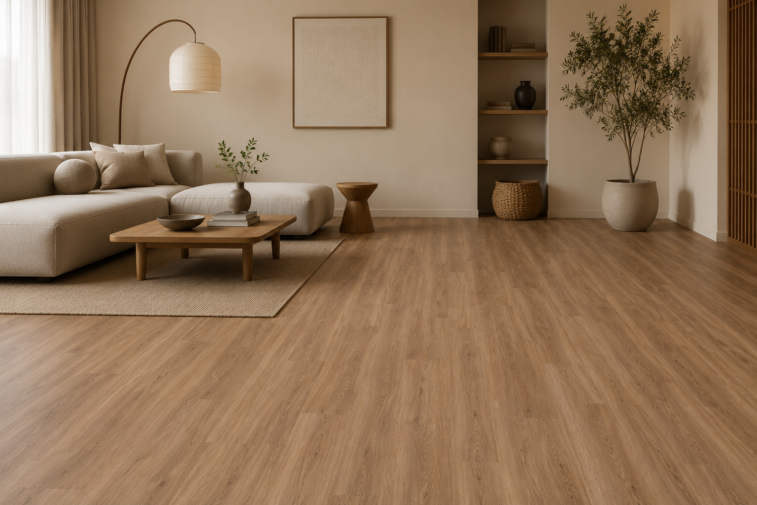 Vinylboden Liberty Urban 55 Preston in einem modernen Wohnzimmer, langlebiges Klebevinyl, stilvoller Bodenbelag für Zuhause