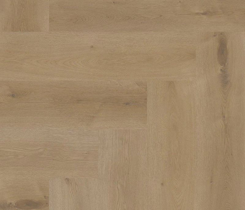 Vinylboden im Fischgrätmuster aus Texas Oak von COREtec Naturals Herringbone H54, detailreiche Holzstruktur sichtbar