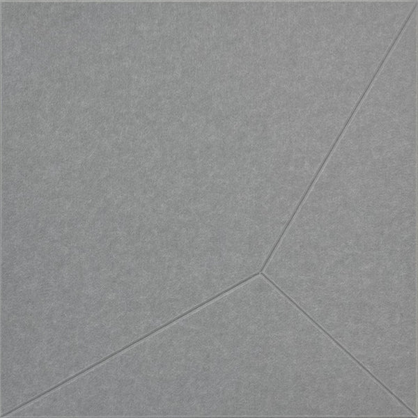 Jangal Wandpaneel aus PET-Filz, geometrisches Design in Platin-Grau, 52x52 cm, modular und modern für Wanddekoration