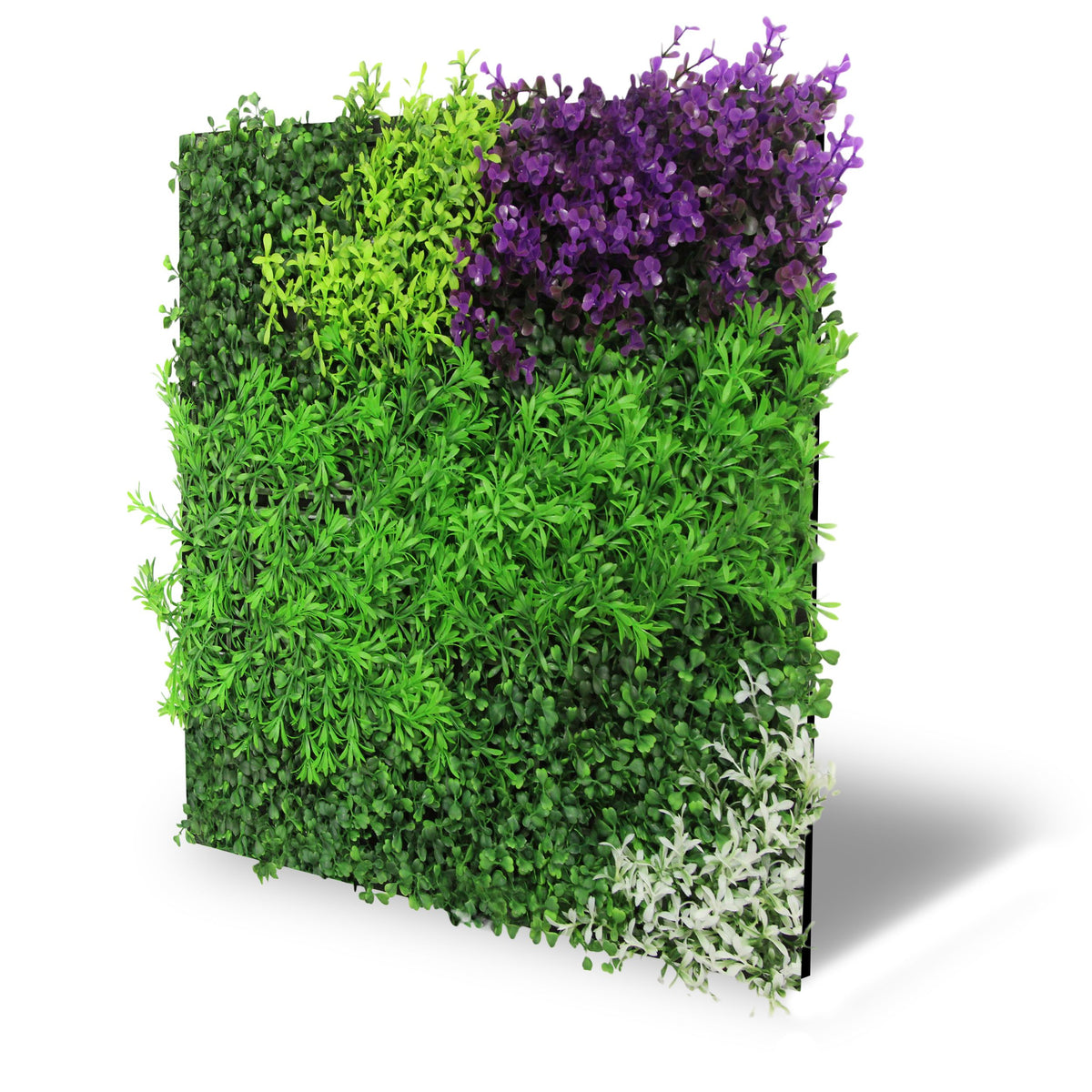 Jangal Wandpaneel mit violetter und gemischter Flora, 52 x 52 cm, dekoratives modularer Wanddekoration mit Pflanzen-Design.
