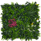 Jangal Wandpaneel mit grüner und rosa Flora-Mischung, 52 x 52 cm, modular grüner Wanddekoration mit pflanzlichem Design