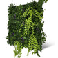 Jangal Wandpaneel mit modularer Wandkaskade aus gemischter Flora, 52 x 52 cm, grüne Pflanzen und farbige Akzente sichtbar