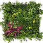 Jangal Wandpaneel Pure Jungle mit bunten, künstlichen Pflanzen, 52 x 52 cm, dekorative Flora-Wanddekoration für natürliche Räume