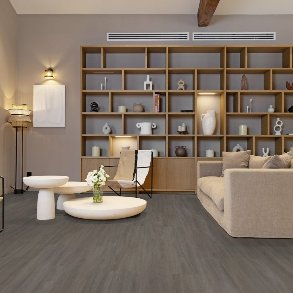 Gerflor Creation 40 Zen Bostonian Oak Dark Vinylboden, Klebevinyl, dunkles Holzdesign, strapazierfähig und hochwertig.