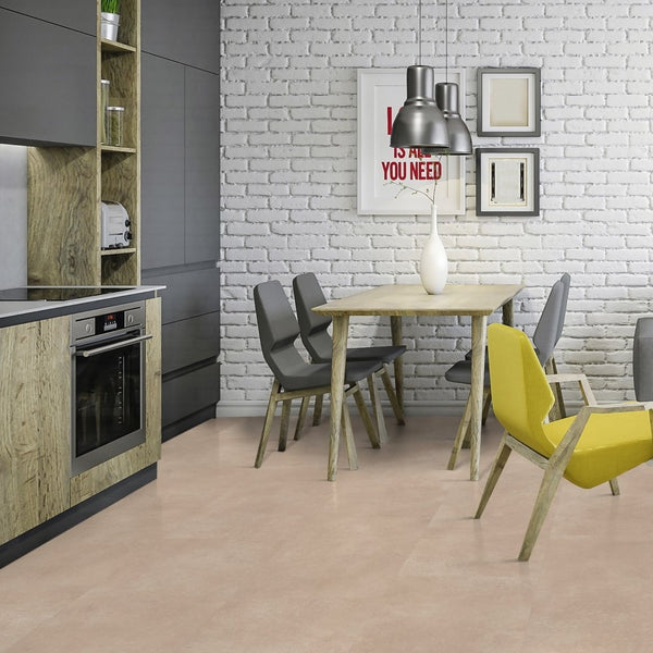 Gerflor Creation 55 Bloom Uni Cream Vinylboden, Klebevinyl, hellcremefarbener Boden mit Blumenmuster, langlebiges Vinyl.