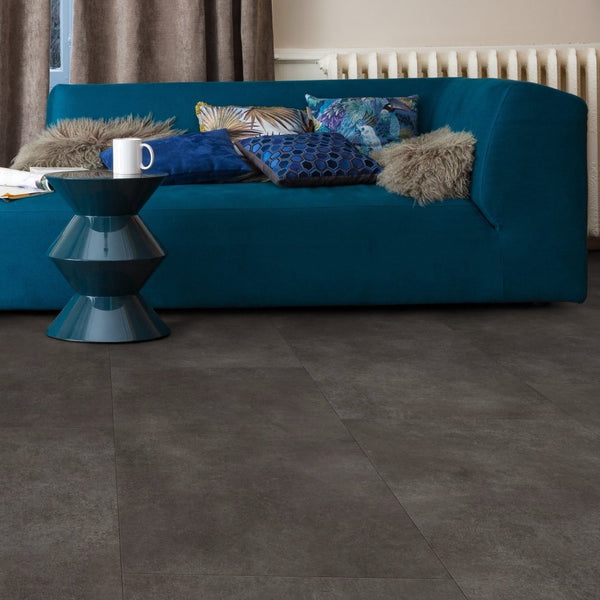 Gerflor Creation 55 Bloom Uni Dark 1601 Vinylboden, dunkler Klebevinyl mit strukturierter Oberfläche, rustikale Optik