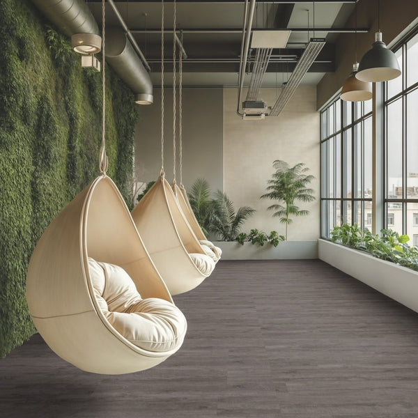 Gerflor Creation 55 Zen Ranch Anthracite Klebevinylboden, dunkelgraue Vinylbodenfläche mit strukturierter Oberfläche