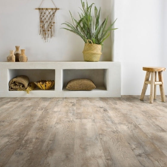 Moduleo Roots 40 Country Oak Vinylboden, Klebevinyl, helles Eichenholz-Design, strukturierte Oberfläche, langlebiges Bodenbelag.