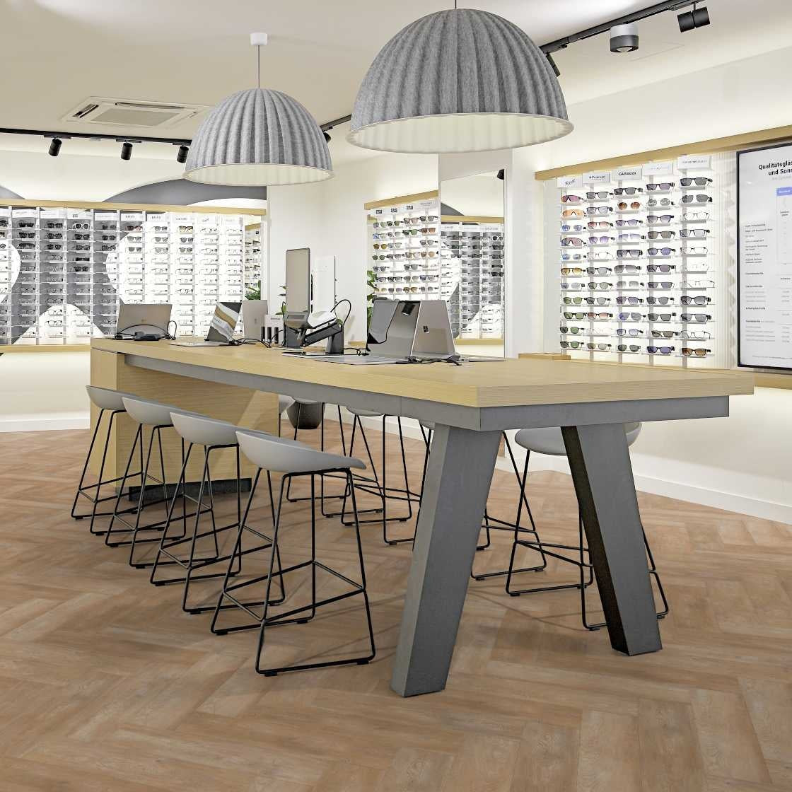 Vinylboden Project Floors floors@work PW 1250 Fischgrät, Klebevinyl, 610×152 cm, elegante Fischgrät-Design auf dem Boden.