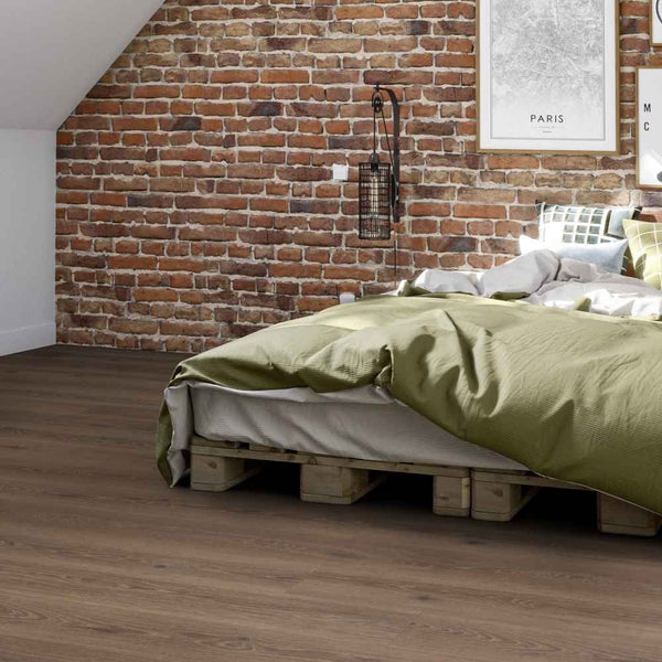 Tarkett iD Essence Rigid 30 Tribe Oak Mocha Klick-Vinylboden, Holzoptik mit dunklem Brauntön, langlebiger Vinylboden für Zuhause