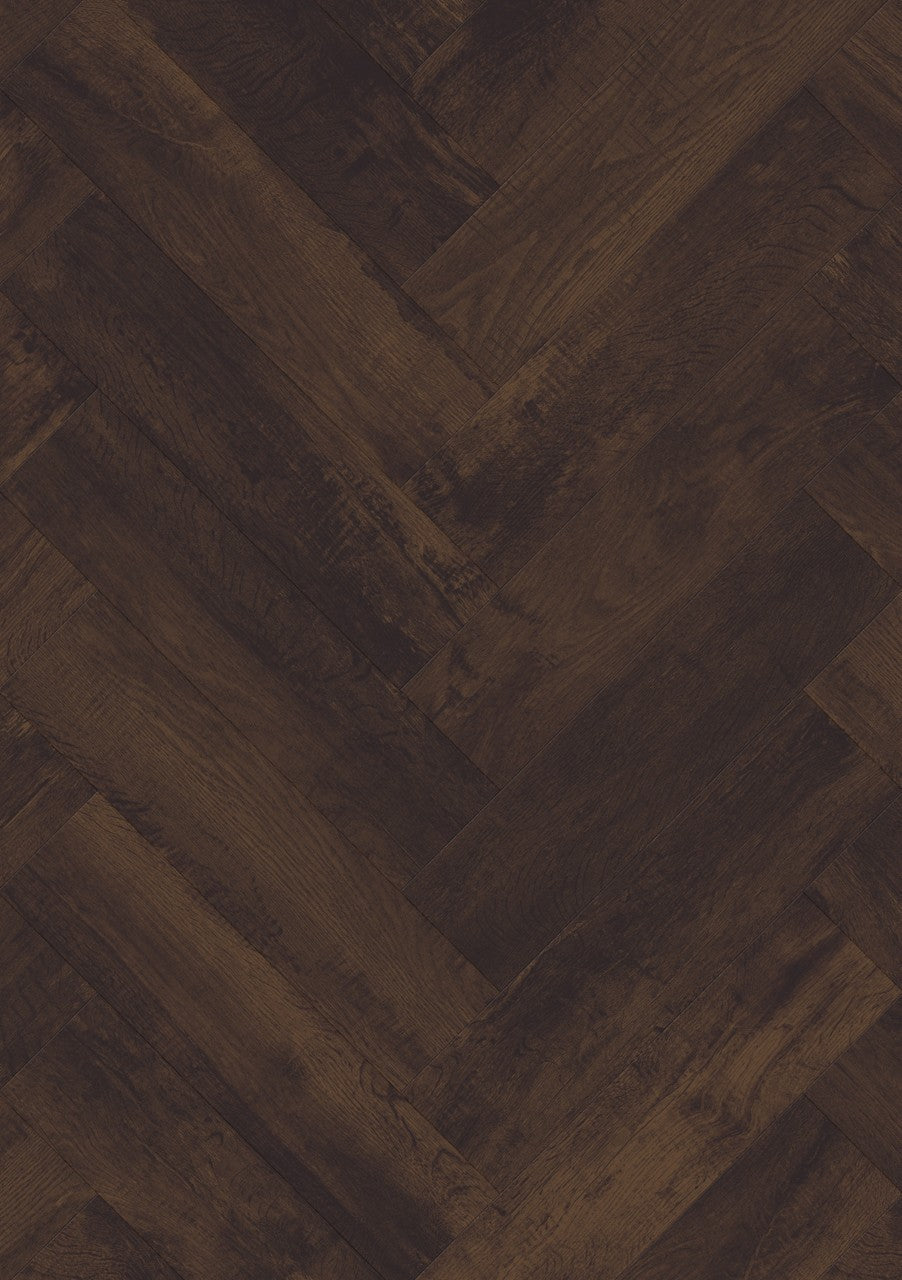 Moduleo LayRed 55 Country Oak Vinylboden im Fischgrätmuster, Klick-Vinyl mit Trittschalldämmung, braune Holzoptik, langlebig