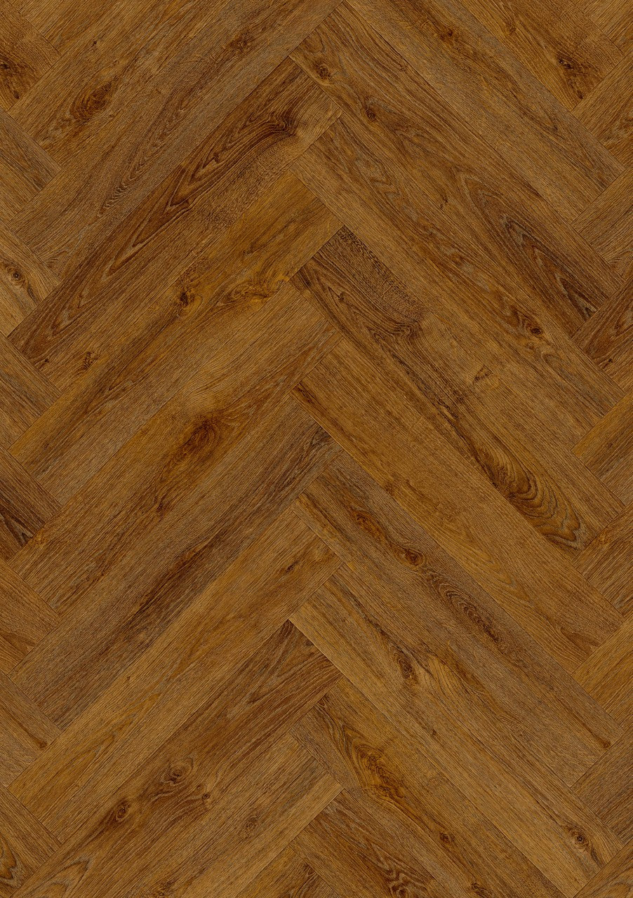 Moduleo Vinylboden LayRed 55 Stanford Oak im Fischgrätmuster, mit Trittschalldämmung, Klick-Vinyl, authentischer Holzoptik.
