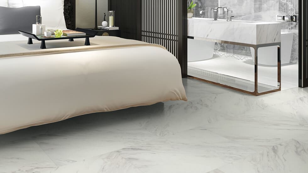 Vinylboden Project Floors floors@home MA 300 Klebevinyl, hellgrau, mit Holzstruktur, im Raum verlegt für modernes Wohndesign