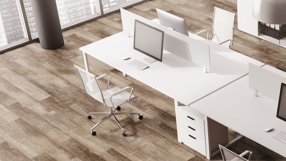 Vinylboden Project Floors floors@work PW 2980, Klebevinyl, hellgrau mit Holzmaserung für langlebigen Bodenbelag.