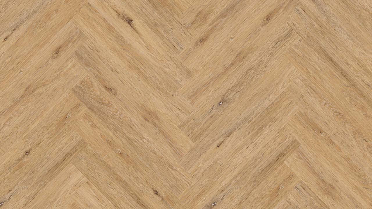 Vinylboden Project Floors floors@work PW 3350 Fischgrät, 610×102 mm, Klebevinyl mit Fischgrätmuster, braune Farbtöne