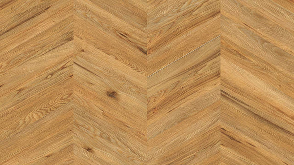 Vinylboden Project Floors floors@work Chevron PW 3840, Klebevinyl mit schwarzem Chevron-Muster auf hellem Hintergrund.