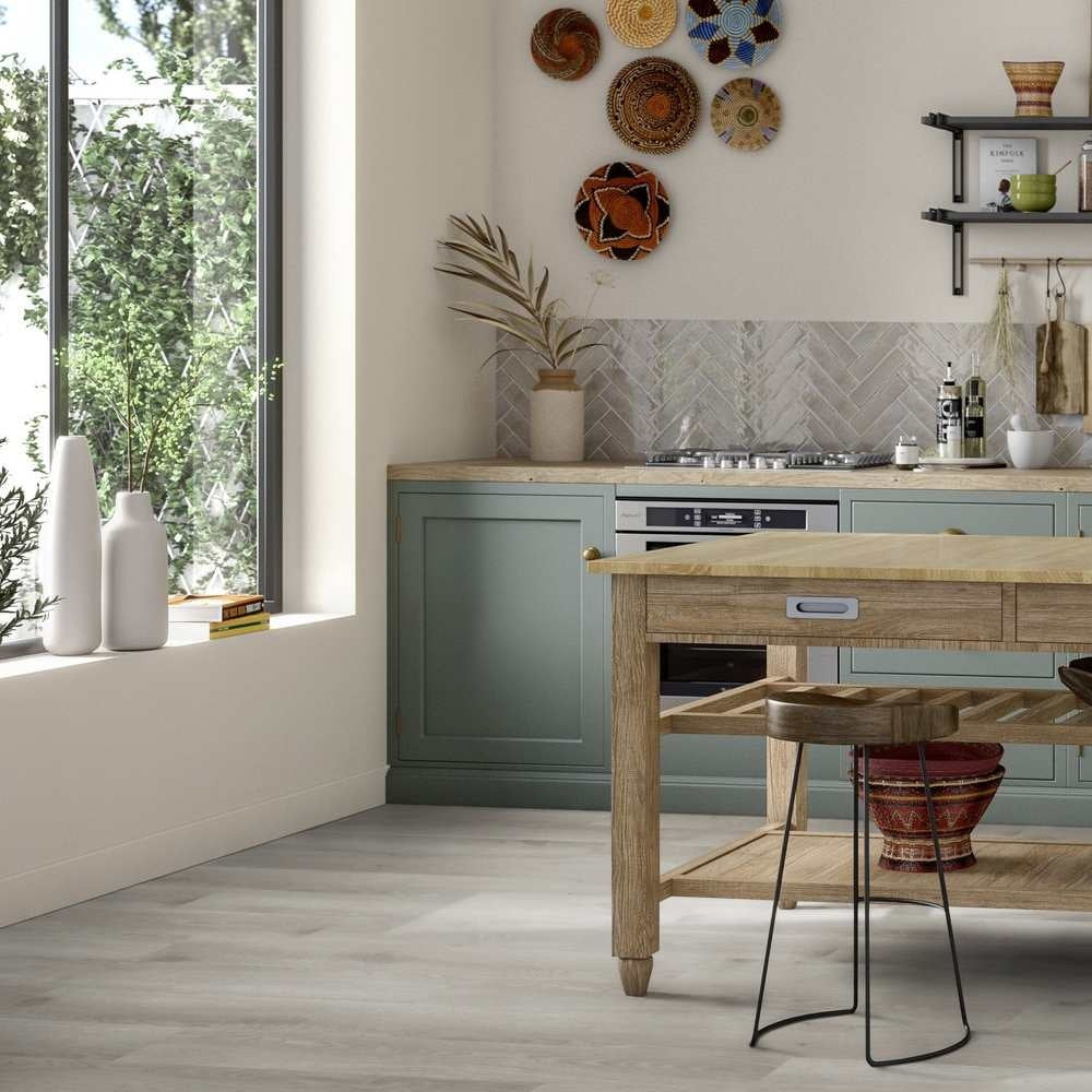 Vinylboden Tarkett iD Inspiration 30 Classics Contemporary Eiche Grau mit Klebevinyl, detailreiche Holzmaserung sichtbar