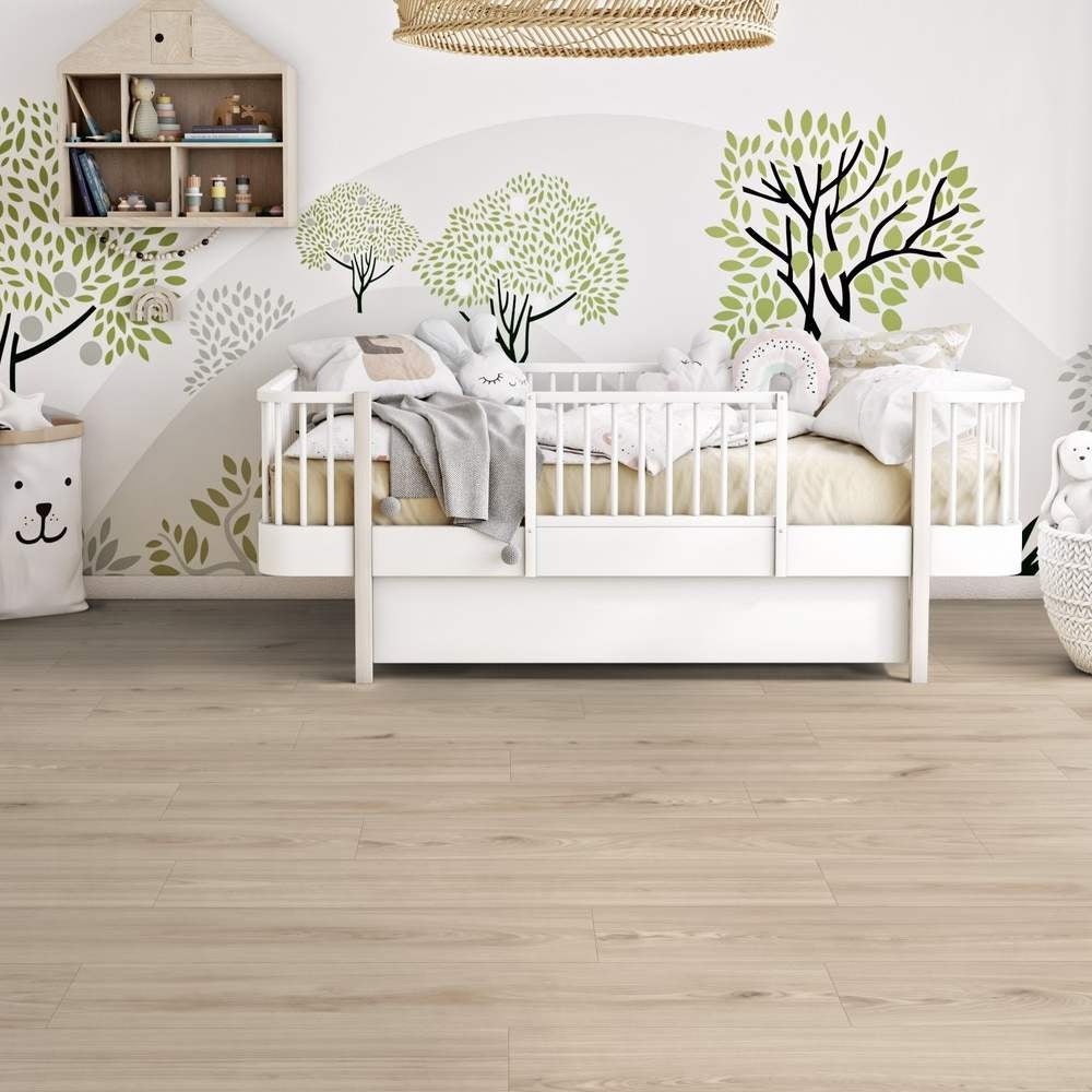 Tarkett iD Inspiration 55 Naturals Brushed Elm Grege Vinylboden, Klebevinyl, mit hellgrauen Holzmaserungen, langlebig und stilvoll