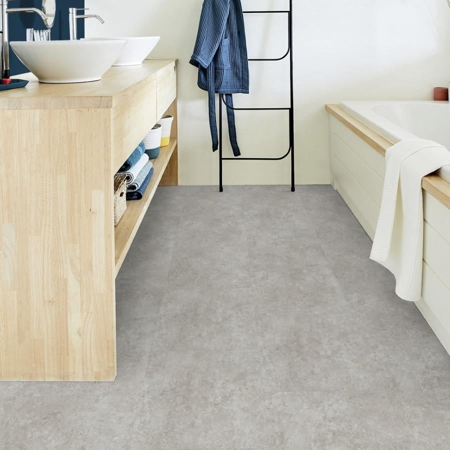 Tarkett iD Inspiration 55 Classics Rock Grey Vinylboden aus Klebevinyl, grau, mit Holzoptik und langlebiger Oberfläche