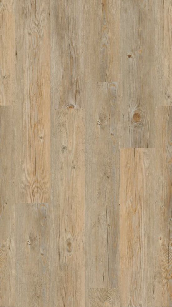 Selbstliegender Vinylboden Project Floors Loose-Lay PW 3020 mit Holzmaserung in hellbrauner Farbgebung, flach auf dem Boden liegend.