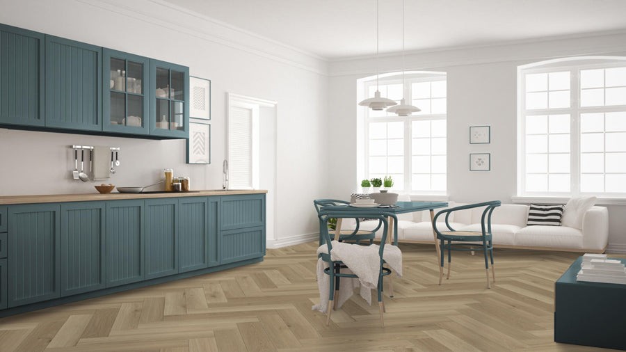 CHECK One Kammerbrühl Eiche, Klickvinyl in Holzoptik und Fischgrätmuster