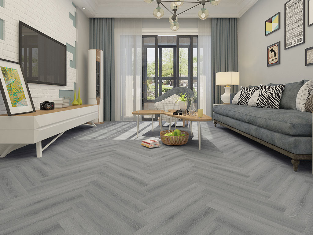 World of SPC St. Louis Oak, Klickvinyl in Holzoptik und Fischgrätmuster